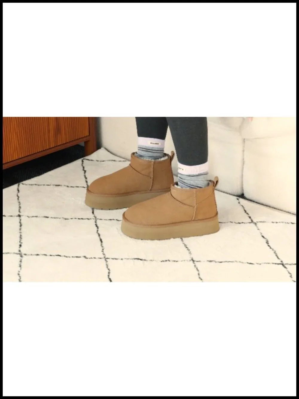 Genuine Suede Ankle Platform Boots Women Winter Snow Boots Faux Fur Lining